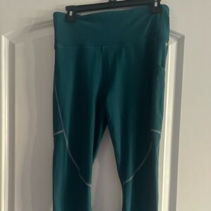 fabletics workout pocket teal stitch leggings
